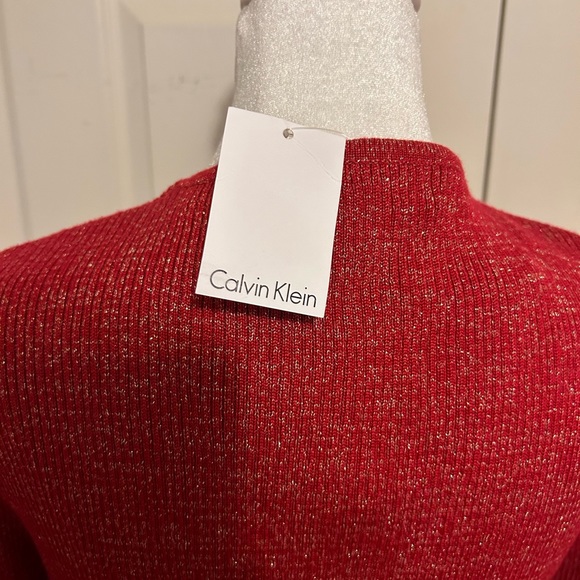 NWT Calvin Klein red and gold zip cardigan, size Large - Picture 3 of 7